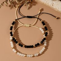 2pcs/set Bohemian Fashion Style Bracelet Black and White Crystal Gold Bead Bead Bracelet Set for Daily Gift Giving