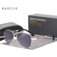 BARCUR Design Memery Frame Lunettes de soleil polarisées pour hommes et femmes, Pilot, Gradient Lens, Eyewear, Mirror Shades