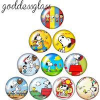 Funny Snoopy actions Sports Easy Life 10pcs 12mm/18mm/20mm photo glass cabochon flat back making findings for keychain Jewelry
