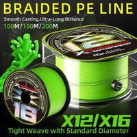 YGKX 12/16 Braided Fishing Line 100/150/200M Super Strong PE Multifilament Fishing Line for Carp Bass Saltwater Freshwater Pesca