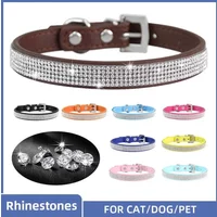 Crystal Glitter Rhinestones Pet Collar Leather Puppy Necklace Collars For Small Medium Large Dogs Cat Chihuahua Pug Accessories