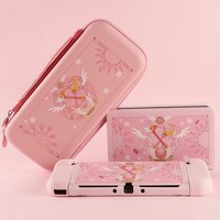 Sakura Series Protective Shell Dock Cover Carrying Case Thumb Grip Caps for Nintendo Switch / Switch Oled / Switch Lite,NS Pink