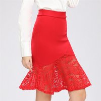 Wear Ruffles Hem Mermaid Style Plus Size Office Lace Skirts Women Pencil Skirt
