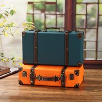 retro European hand suitcase storage box vintage leather case window display photography prop