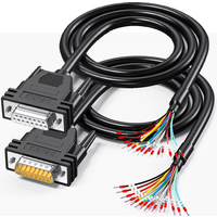 DB15 Male/ Female to Bare Wire with Cable Marker,D-SUB 15-Pin Connector to Open End Wire Cable,15 Wire All Provided with Wiring