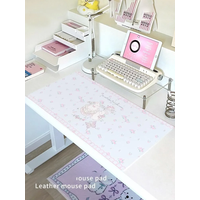Cute Bunny Elegant Floral Leather Mousepad Office Desk Mouse Pad Computer Speed Type Carpet Mat Player Laptop Keyboard Cartoon