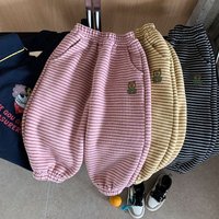 Children Fleece Sweatpants 2025 Winter Boys Girls Striped Loose Joggers Casual Girls Pants Toddler Trousers Baby Clothes 1-8T