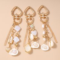 Fashion Pearl Conch Shell Keychain Women Girls Key Ring Pendant for Handbag Decor DIY Key Chain Jewelry Gift