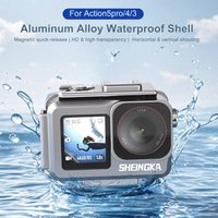 Underwater 40m Waterproof Aluminum Alloy Camera Protective Case With Cold Shoe 1/4 Expansion Port For DJI Action 5 Pro/4/3
