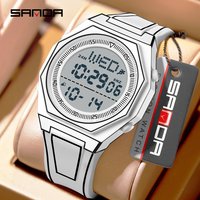 SANDA New 2026 Sports Men's Electronic Watch Multifunctional 5ATM Waterproof Color Luminous Alarm Clock Timer Women's Watch 9097