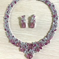 High Craft Synthetic Aquamarine Blue Topaz Pink Citrine Yellow Purple Necklaces Earrings Luxury Women Party Jewelry Sets