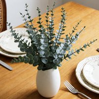 Fake Greenery Bouquet with Eucalyptus Leaves for Wedding Home Office Cafe Decor Photo Backdrop Plastic Moss Green