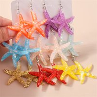 Candy Color Summer Beach Resin Mermaid Starfish Earrings for Women Bohemia Dangle Earrings Ladies Vacation Jewelry Accessories