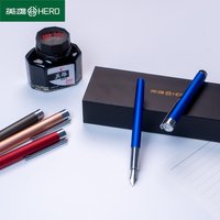 HERO 8203 Premium Fountain Pen 0.5mm Stainless Steel Irridium Nib Smooth Writing 4 Vibrant Colors Gift Box Packaging