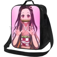 Anime Nezuko Insulated Lunch Box Cooler Lunch Bag Travel Portable Storage Bags Girls Reusable Leakproof Multifunctional Bento