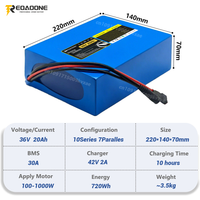 36V 20Ah Lithium Battery Pack for 100–1000W Ebike Motor Durable 30A BMS 1000+ Cycles Ideal for Long Distance Electric Bicycles