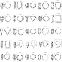 100% Real 925 Sterling Silver Earrings Statement Heart Star Square Round Geometric Hoop Flexible Earwire Leverback Women Jewelry
