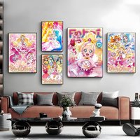 Girl Anime Go! Princess Precure Poster Canvas Wall Art Print Poster Decorative Mural Home Decor Gift Unframed