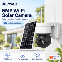 5MP Tuya Solar-WLAN-Sicherheitskamera für Außenbereich 360 ° PTZ 10000mAh wiederaufladbarer Akku, 5W Solarpanel, Vollfarb-Nachtsicht, Zwei-Wege-Audio, Bewegungserkennung, TF-Karte und Cloud-Speicher