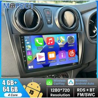 MOPECT 9 Zoll 4+64G Android 15 Autoradio für Dacia Sandero Logan MK2 2012 2013-2017 Auto Radio Multimedia Player Carplay Autoradio