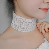 Sexy Hollow Out Floral Lace Fake collar Elastic Lace Wide Scarf Dance Collarbone Chain Bridal Wedding Necklace Decoration