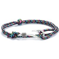 New Fashion Rope Bracelet Men Silver Color Fishhook Braslet Bilayer Sliding Adjustable Nautical Wrap Cord Braclet Pulseria Homme