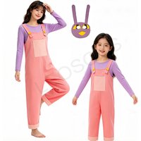 Anime Amazing Digital Circus Jax Cosplay Costume Set With Top Pant Mask For Halloween Party Overalls Two-Piece Set Kids Gift