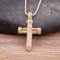 Nidin Top Quality Retro Classic Shiny Crystal Cross Necklace Women Fashion Cubic Zirconia Religious Jesus Jewelry Gift Wholesale