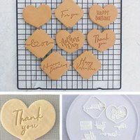 9Pcs Blessing Phrase Cookie Mold Set English Text Embosser Stamps for Birthdays Valentine's Day, Mother's Day & Thank You Treats