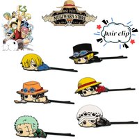 One Piece anime cartoon personality hair accessories Luffy Ace Sabo Sanji Zoro Trafalgar fan-made hair clips accessories