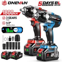 Clé à chocs électrique sans fil ONEVAN 1800 N.m, 1/2 pouce, perceuse sans fil, outil de réparation automobile, compatible avec batterie Makita 18V.