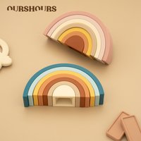 Silicone Baby Rainbow Stacking Toys Building Blocks Montessori Nesting Puzzle Toy for Kids and Babies Early Development Gifts