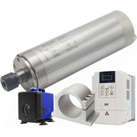 CNC Spindle Motor 1.5KW Water Cooled Spindle Kit 65MM Clamp 220V VFD Inverter 80W Water Pump 9pcs ER11 Collet Chuck