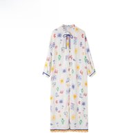 Fashionable Long Printed Dress Versatile Personality Print Maxi Dress for Women City Commuting Casual Vacation Single Button ...