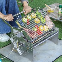 360° Camping Rotatable Grill, Dual-Fuel Charcoal And Gas Stove for Outdoor Yard Cooking And BBQ (With Hose), with Storage Bag