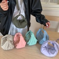 Small Dumpling Bag for Women Solid Color Nylon Hobos Messenger Bags Simple Design Female Hook Clutch Purse Shoulder Bag Handbag