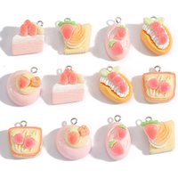 10Pcs Strawberry Cake Resin Cartoon Charms DIY Keychain Necklace Earrings Decorative Pendants Jewelry Making Accessories