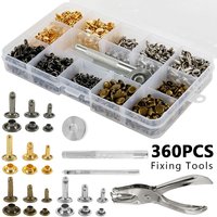 360PCS DIY Leather Craft Tool Suit Leather Rivets Double Cap Rivet With Punch Pliers For Belt Clothing Shoes Pet Collar Fixing