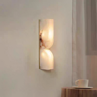 Light Luxury Natural Marble Wall Lamp All Copper LED Lighting for Bedroom Living Room Art Design High-quality Home Decor