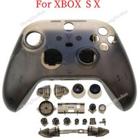 ChengHaoRan 1Sset For Xbox Series X S Controller Transparent Black Front and Rear Shell with Button Game Console Repair Parts