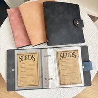 1 Set Loose Leaf Collect Book, PU 50 Pockets Seed Bags, Square 2 Holes Binder Plant Seed Storage Envelopes Organizer Holder