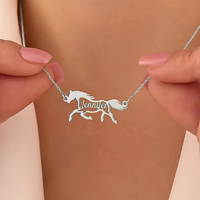 Custom Galloping Horse Name Necklace For Women Men Gold Color Personalized Stainless Steel Animal Tag Pendant Necklaces Jewelry