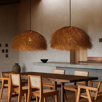JOYINLED Retro Wicker Chandeliers 50CM Vintage Pendant Lamp Natural Rattan Ceiling Light for Living Room Home E27 LED Lamp