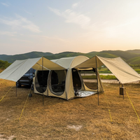 SUV Car Rear Tent with Mesh - Waterproof Hatchback Tailgate Tent, 1 Room & Living Room Integrated Awning for Camping Travel