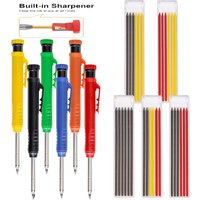 3pcs/sets 2.8mm Solid Carpenter Mechanical Pencil with Sharpener for Woodworking Construction Long Head Carpenter Pencil Supply