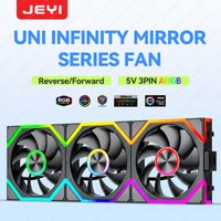 JEYI ARGB PC Fans Hydro Bearing Fan Infinity Mirror 30dB(A) 12CM cooling fan 5V3 pin PWM 800-2000RPM Forward/Reverse Blade Fan