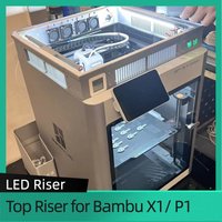 LED Top Riser for BambuLab X1C and P1S with Cooling Sliding Vents Glass Top LED Enclosure Ventilated Grid high-brightness LED