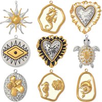 3pcs/Lot Stainless Steel Sea Anemone Turtle DIY Charms Flower Dolphin Necklace Pendant Women Heart Saehorse Jewelry Wholesale
