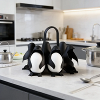 Cute Penguin Egg Boiler for Kitchen Gadget Egg Cooking Tool Egg Steamer Rack with Handle for Boiling Eggs