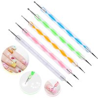 5Pcs Nail Art Pen Dual-ended Brush Flower Sculpture Pen Acrylic Adjustable Glue Handle Embossing Pen Dotting Brush Tools